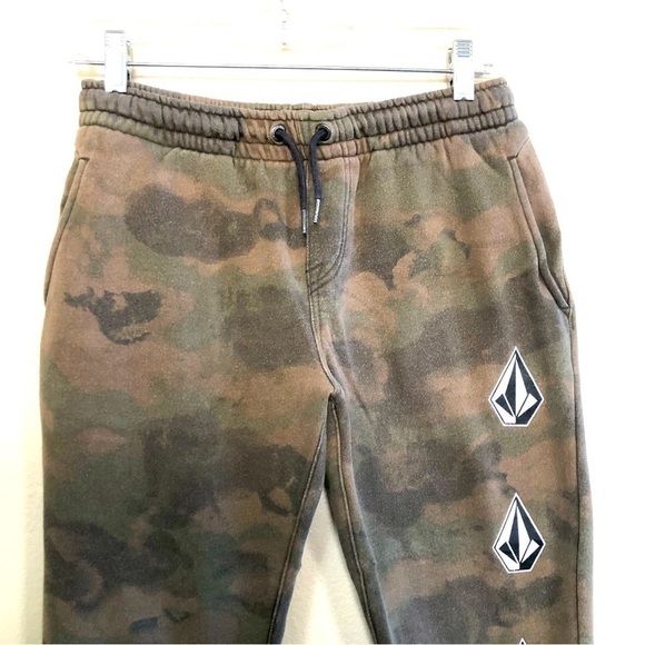 Volcom Deadly Stones Camouflaged Drawstring Distressed Sweatpants Joggers L/12Y - Picture 3 of 16